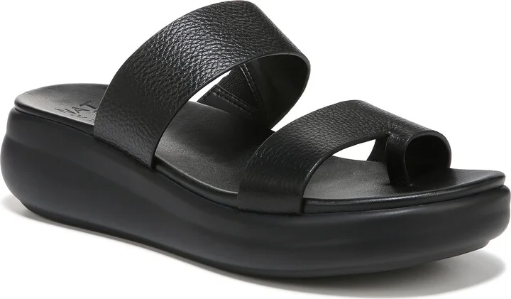 Naturalizer Women's Drift 2 Slip On Platform Sandal Slide Sandal Black Leather 4 M