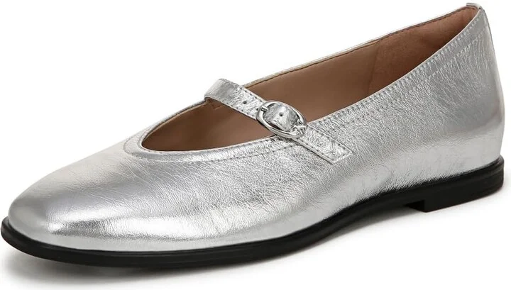 Naturalizer Womens Elina Mary Jane Flat Silver Leather 11 M