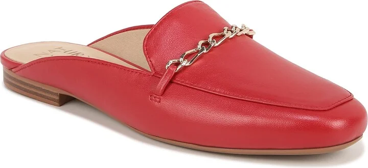 Naturalizer Womens Emiline-Mule Slip On Backless Clog Loafer Crimson Red Leather 11 M