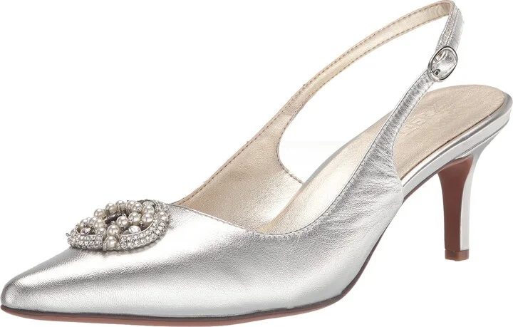 Naturalizer Women's Emily Slingback Heel Silver Leather 5 M