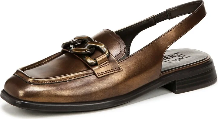 Naturalizer Womens Frances Slingback Chain Detail Loafer Chestnut Brown Leather 8.5 W