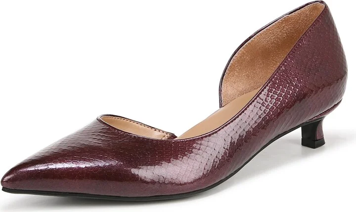 Naturalizer Womens Gallent Pointed Toe Kitten Heel Pump Cranberry Red Snake Patent 7.5 M