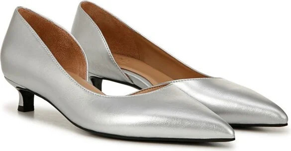 Naturalizer Womens Gallent Pointed Toe Kitten Heel Pump Silver Metallic 7.5 W - Image 2