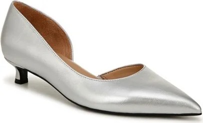 Naturalizer Womens Gallent Pointed Toe Kitten Heel Pump Silver Metallic 7.5 W