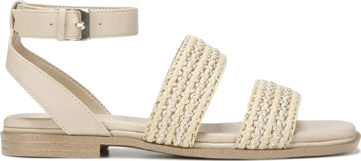 Naturalizer Women's Gana Square Toe Strappy Flat Sandals - Coastal Tan Faux Leather/Straw Fabric - Image 2