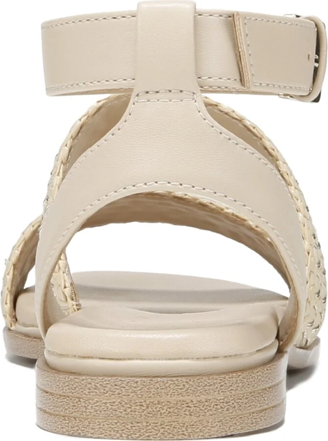 Naturalizer Women's Gana Square Toe Strappy Flat Sandals - Coastal Tan Faux Leather/Straw Fabric - Image 3