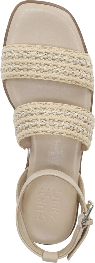 Naturalizer Women's Gana Square Toe Strappy Flat Sandals - Coastal Tan Faux Leather/Straw Fabric - Image 4