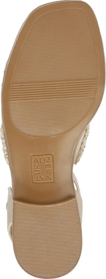 Naturalizer Women's Gana Square Toe Strappy Flat Sandals - Coastal Tan Faux Leather/Straw Fabric - Image 5