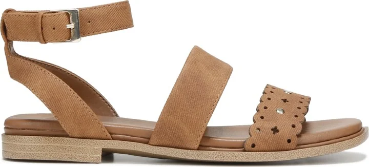 Naturalizer Women's Gana Square Toe Strappy Flat Sandals - Coastal Tan Faux Leather/Straw Fabric - Image 10