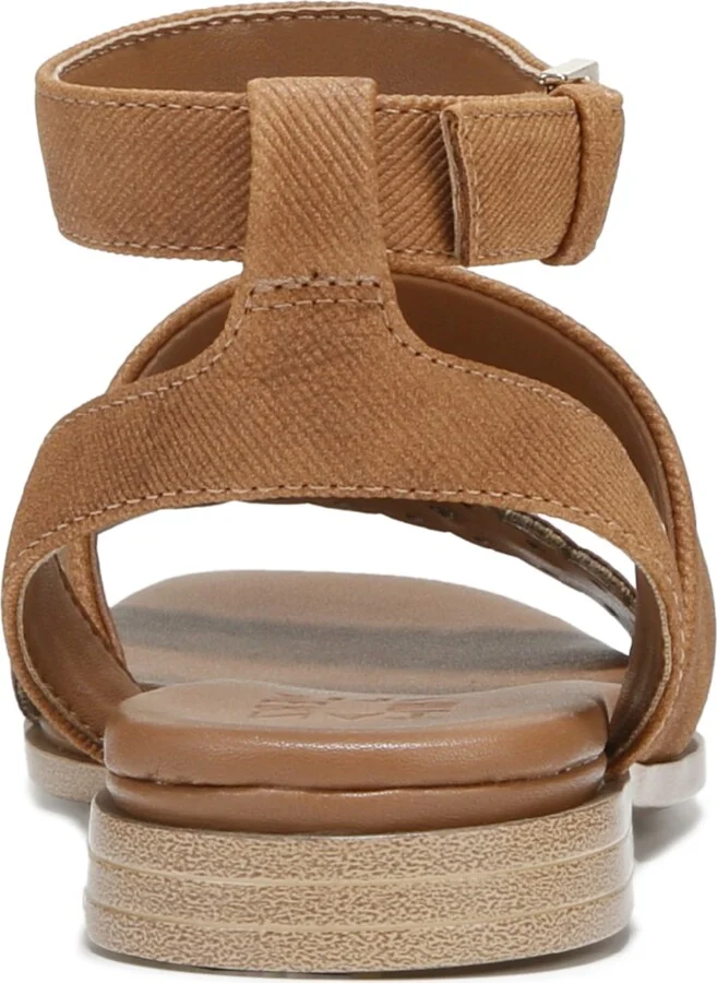 Naturalizer Women's Gana Square Toe Strappy Flat Sandals - Coastal Tan Faux Leather/Straw Fabric - Image 11