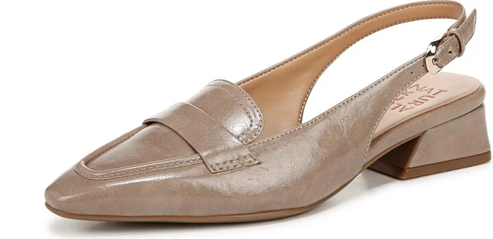 Naturalizer Womens Garner Pointed Toe Low Heel Slingback Dress Shoe Taupe Glossy 11 M