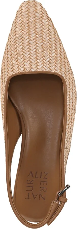 Naturalizer Women's Ginger 2 Snip Toe Asymmetrical Low Block Heel Slingbacks - Tan Woven Raffia/Faux Leather - Image 4