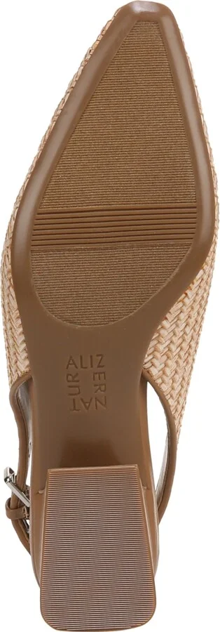 Naturalizer Women's Ginger 2 Snip Toe Asymmetrical Low Block Heel Slingbacks - Tan Woven Raffia/Faux Leather - Image 5