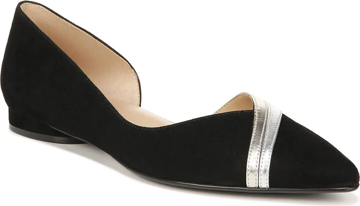 Naturalizer Womens Henrietta D'Orsay Pointed Toe Ballet Flat Black Suede 6 W