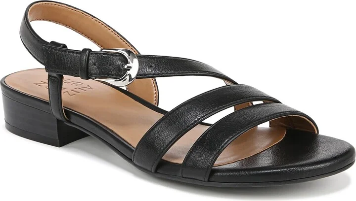 Naturalizer Womens Hilma Strappy Flat Dress Sandal Black 8.5 M