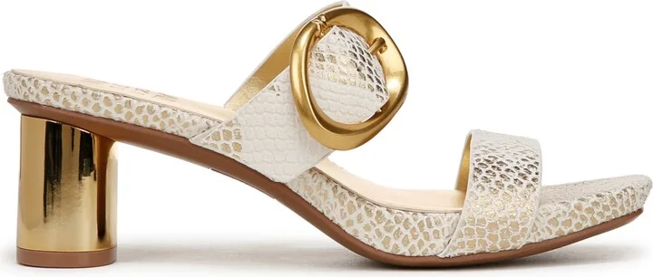 Naturalizer Women's Ida Square Open Toe Slide Dress Sandals - White/Gold Snake Embossed Leather - Image 2