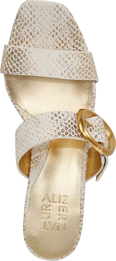 Naturalizer Women's Ida Square Open Toe Slide Dress Sandals - White/Gold Snake Embossed Leather - Image 4