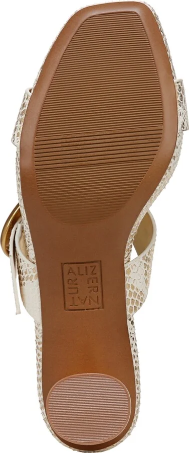 Naturalizer Women's Ida Square Open Toe Slide Dress Sandals - White/Gold Snake Embossed Leather - Image 5
