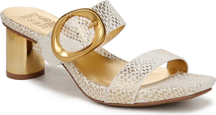 White,gold Snake Embossed Leather