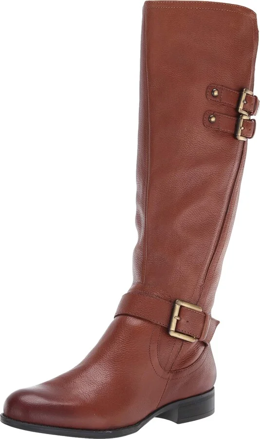 Naturalizer Womens Jessie Knee High Buckle Detail Riding Boots Cinnamon Brown Leather 12 M