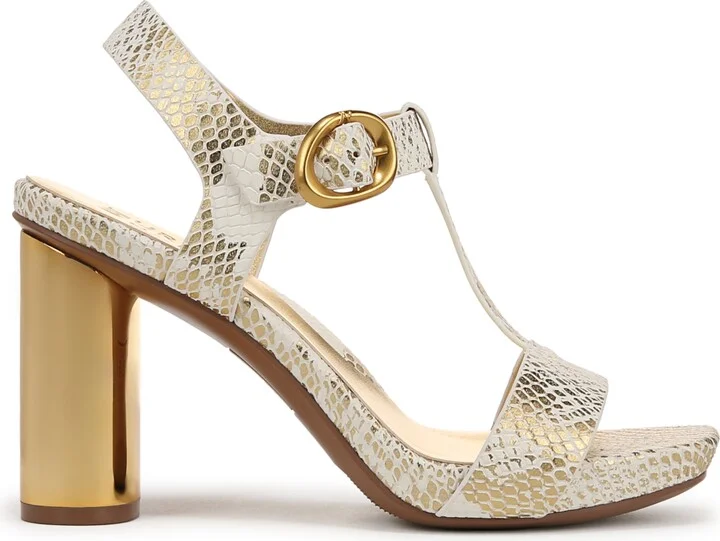 Naturalizer Women's Jordis T-Strap Platform Dress Sandals - White/Gold Snake Embossed Leather - Image 2