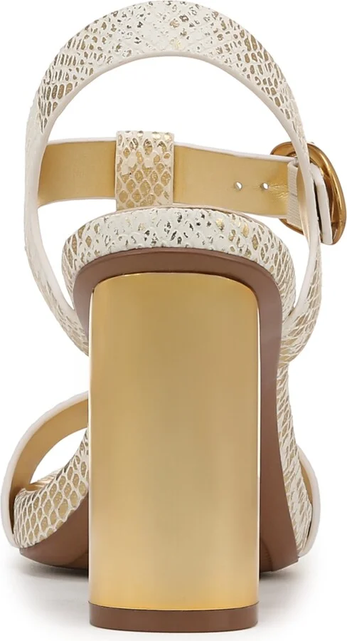 Naturalizer Women's Jordis T-Strap Platform Dress Sandals - White/Gold Snake Embossed Leather - Image 3