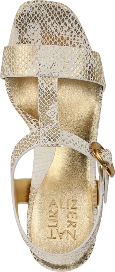 Naturalizer Women's Jordis T-Strap Platform Dress Sandals - White/Gold Snake Embossed Leather - Image 4