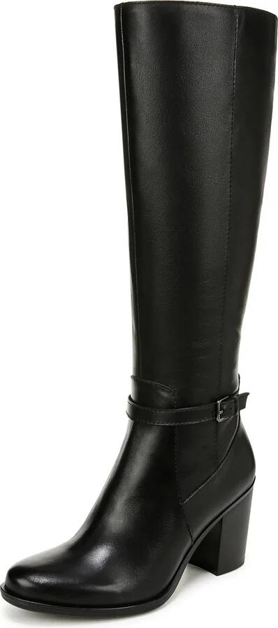 Black Leather Wide Calf