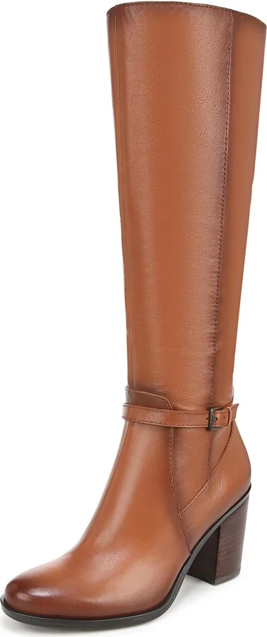 Naturalizer Womens Kalina Knee High Tall Boots Cider Spice Leather Wide Calf 10.5 M