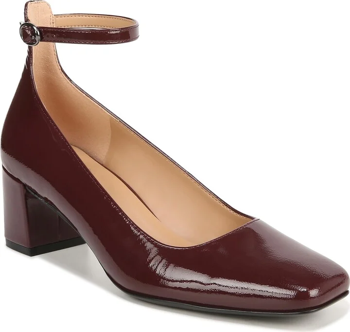 Naturalizer Womens Karina Ankle Strap Pumps Cabernet Sauvignon Red Patent Leather 5.5 M