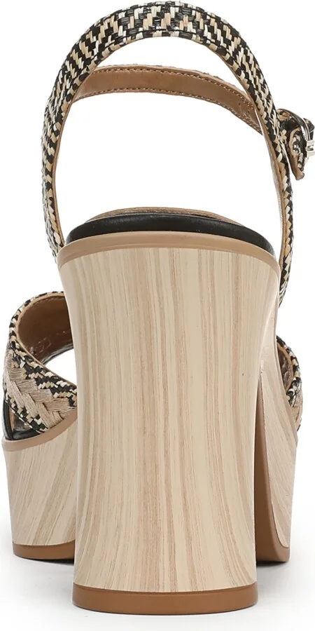 Naturalizer Women's Katalina Block Heel Square Toe Platform Sandals - Black/Tan Weave Fabric - Image 3
