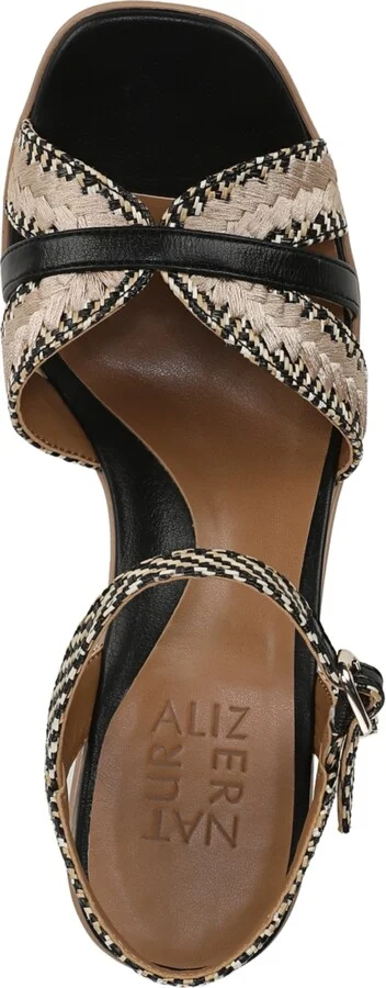 Naturalizer Women's Katalina Block Heel Square Toe Platform Sandals - Black/Tan Weave Fabric - Image 4