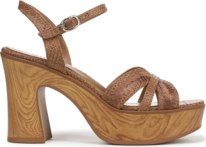 Naturalizer Women's Katalina Block Heel Square Toe Platform Sandals - Black/Tan Weave Fabric - Image 6