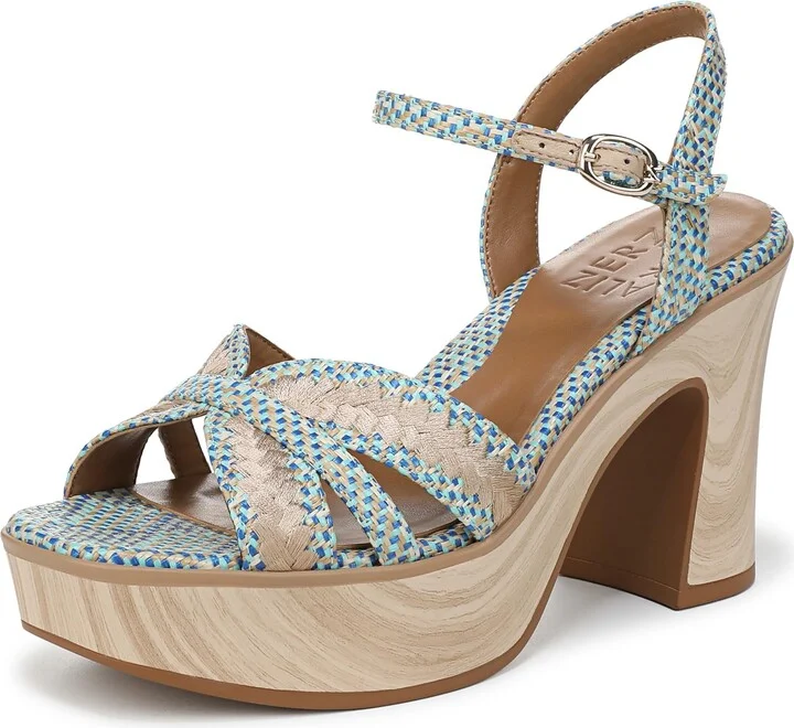 Naturalizer Womens Katalina Heeled Sandal Blue Basketweave 8 M