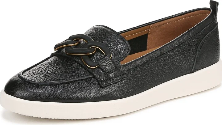Naturalizer Womens Kateri Loafer Flat Black Leather 8.5 M