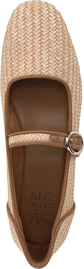 Naturalizer Women's Kelly 4 Square Toe Mary Jane Flats - Tan Woven Raffia/Faux Leather - Image 4
