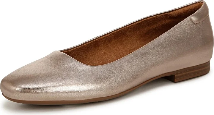 Naturalizer Womens Kelly Ballet Flat Slip On Shoe Warm Silver Leather 11 W