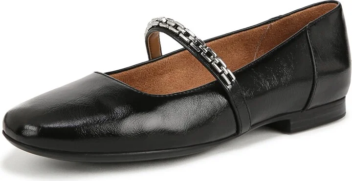 Naturalizer Womens Kelly-Chain Mary Jane Flat Black 6 W