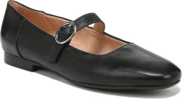 Naturalizer Womens Kelly Mary Jane Flat Black Leather 9 W