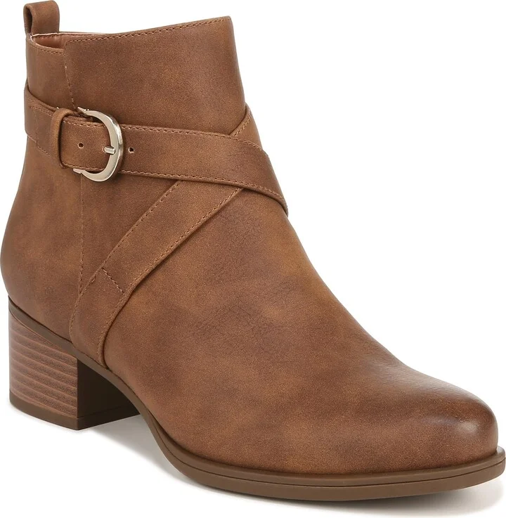 Naturalizer Womens Kimbra Strap Detail Ankle Boot Dark Tan 6.5 W