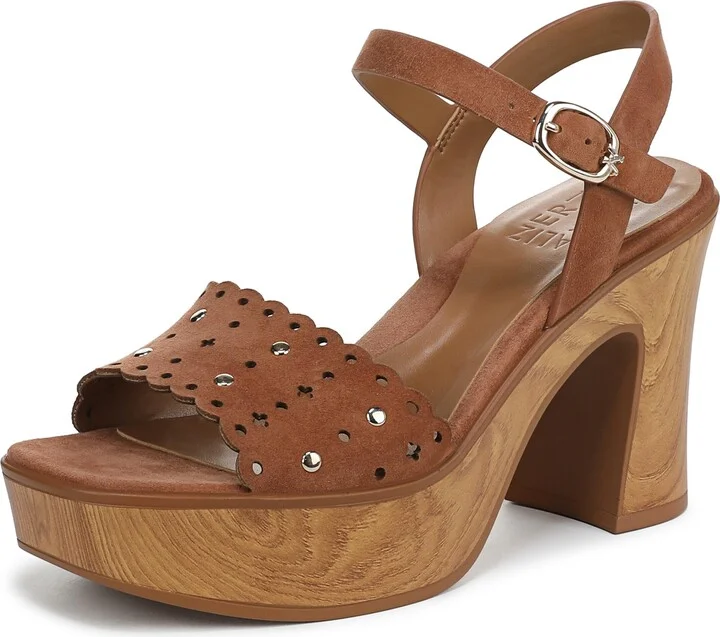 Naturalizer Womens Kira Heeled Sandal English Tea Brown Suede 6 M