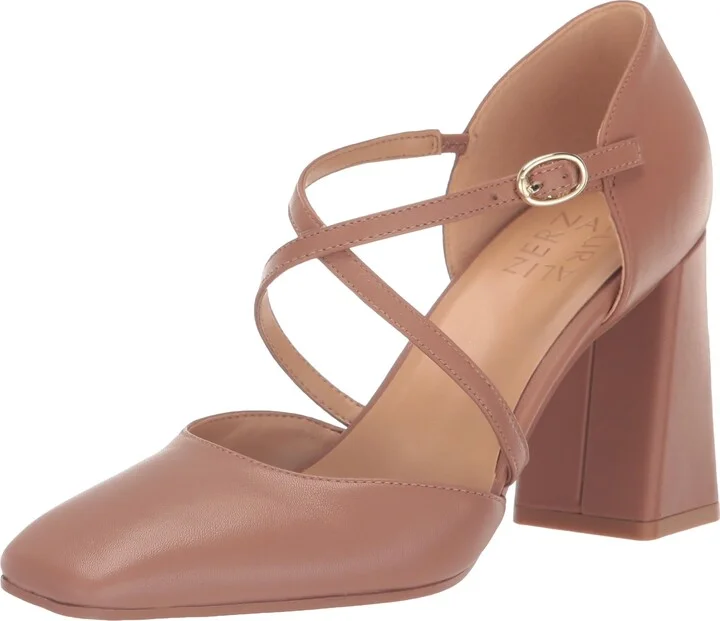 Naturalizer Womens Leesha Strappy Closed Toe Block Heel Pump Hazelnut Brown Leather 8.5 M