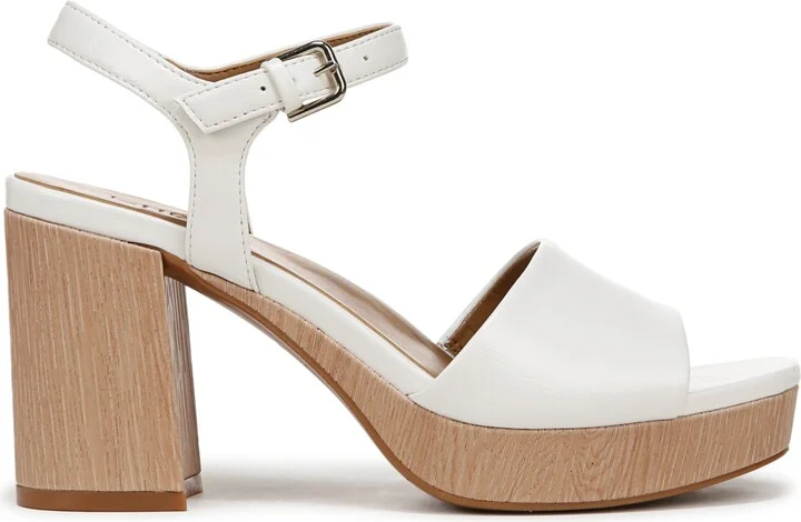Naturalizer Women's Lilly Block Heel Platform Sandals - White Faux Leather/Wood Embossed - Image 2