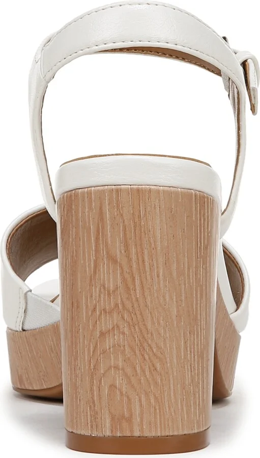Naturalizer Women's Lilly Block Heel Platform Sandals - White Faux Leather/Wood Embossed - Image 3