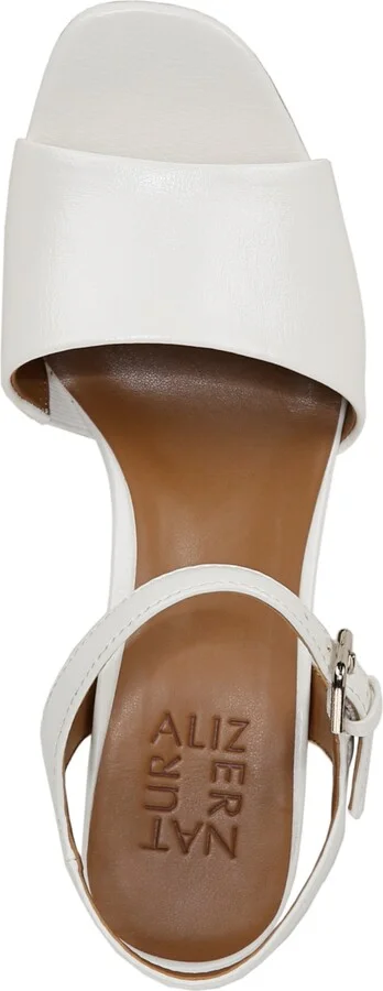 Naturalizer Women's Lilly Block Heel Platform Sandals - White Faux Leather/Wood Embossed - Image 4