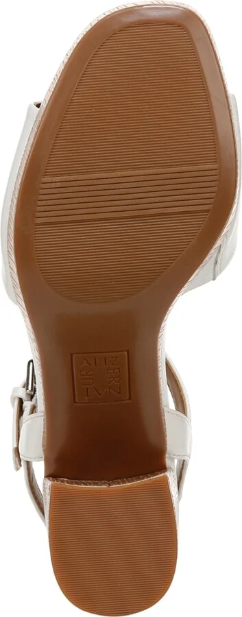 Naturalizer Women's Lilly Block Heel Platform Sandals - White Faux Leather/Wood Embossed - Image 5