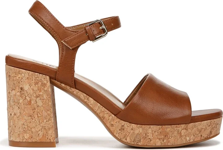 Naturalizer Women's Lilly Block Heel Platform Sandals - White Faux Leather/Wood Embossed - Image 6