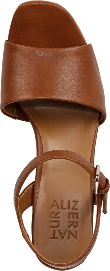 Naturalizer Women's Lilly Block Heel Platform Sandals - White Faux Leather/Wood Embossed - Image 8