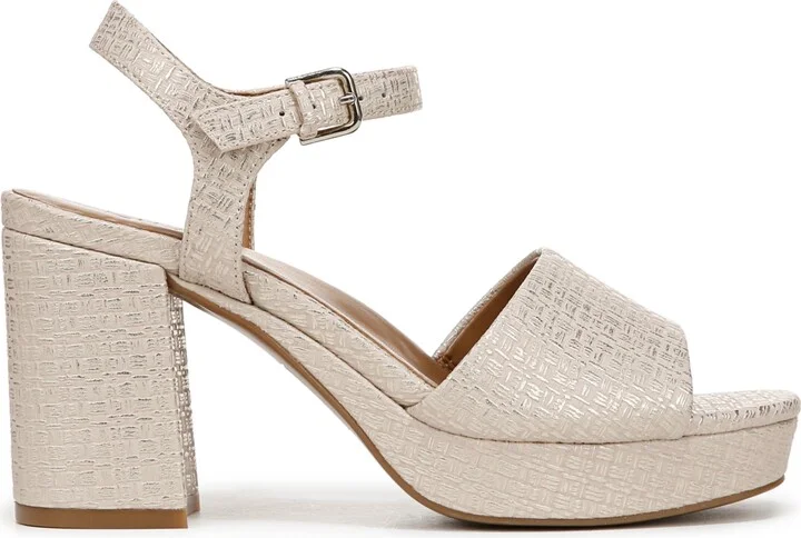 Naturalizer Women's Lilly Block Heel Platform Sandals - White Faux Leather/Wood Embossed - Image 10