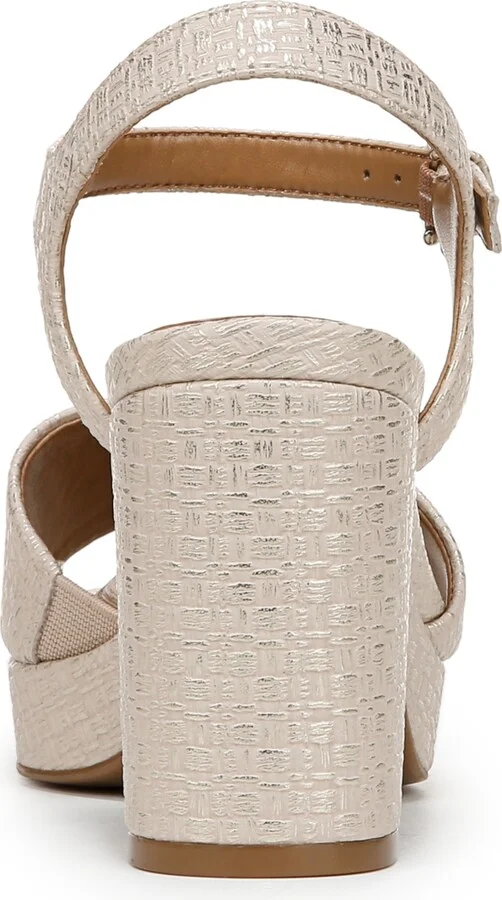 Naturalizer Women's Lilly Block Heel Platform Sandals - White Faux Leather/Wood Embossed - Image 11